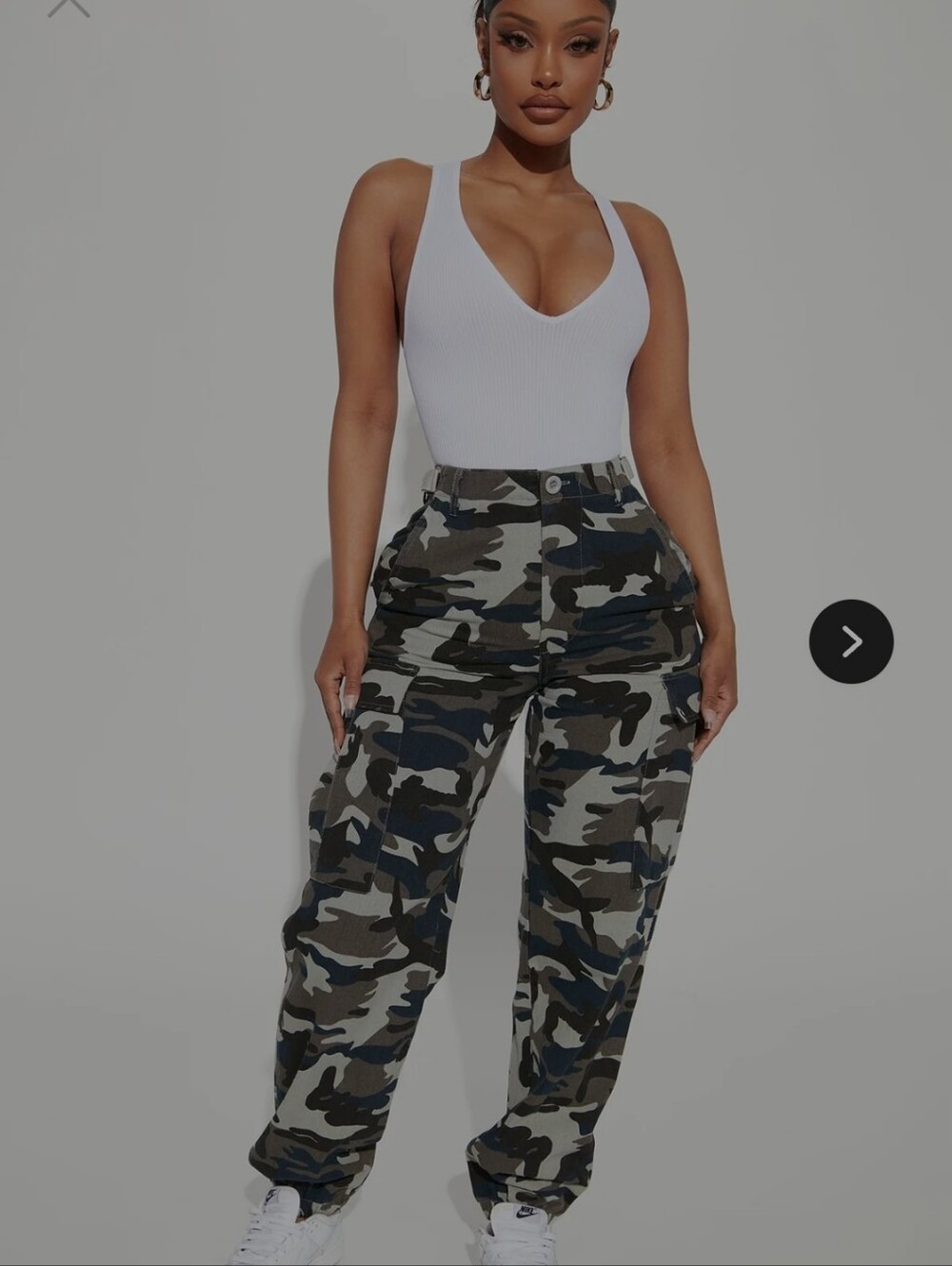 Fashion Nova Olive & Black Camo Utility Cargo Joggers